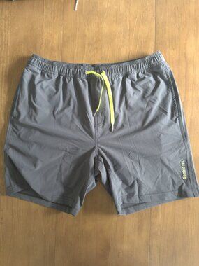 Bamboo Ave Boundless Short Gray Lime Men's XL 5" Hybrid Swim NWOT